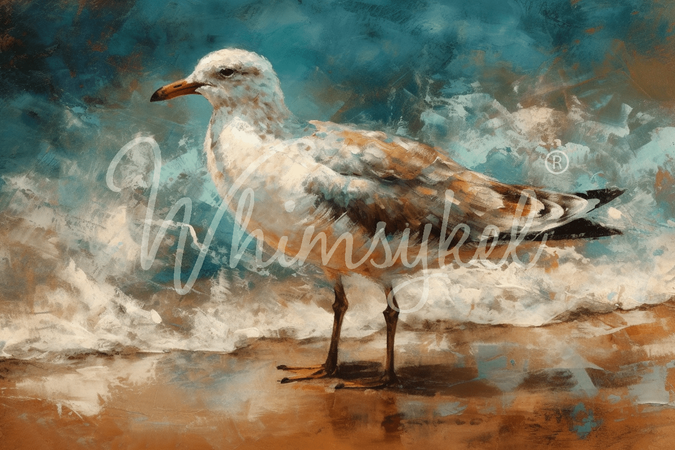 SULLY SEAGULL | Large Decoupage Tissue Paper for Furniture 21x29 Whimsykel Designs Seagull on the Beach